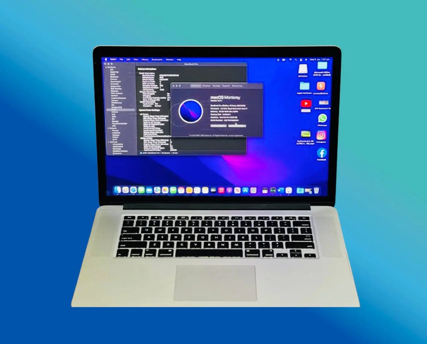 Apple MacBook Pro 2015 open, showing keyboard and screen